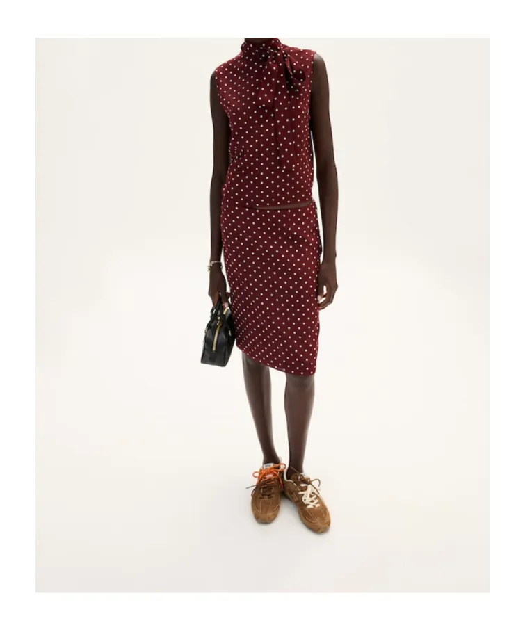 Polka-Dot Crepe De Chine Skirt