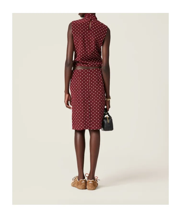 Polka-Dot Crepe De Chine Skirt