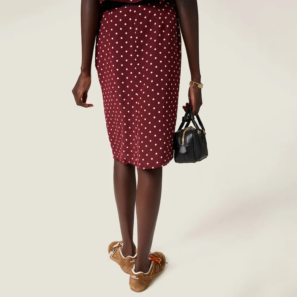 Polka-Dot Crepe De Chine Skirt