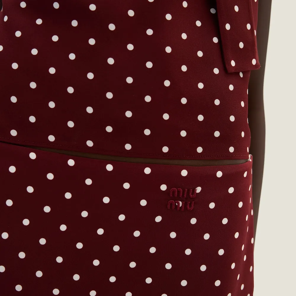 Polka-Dot Crepe De Chine Skirt