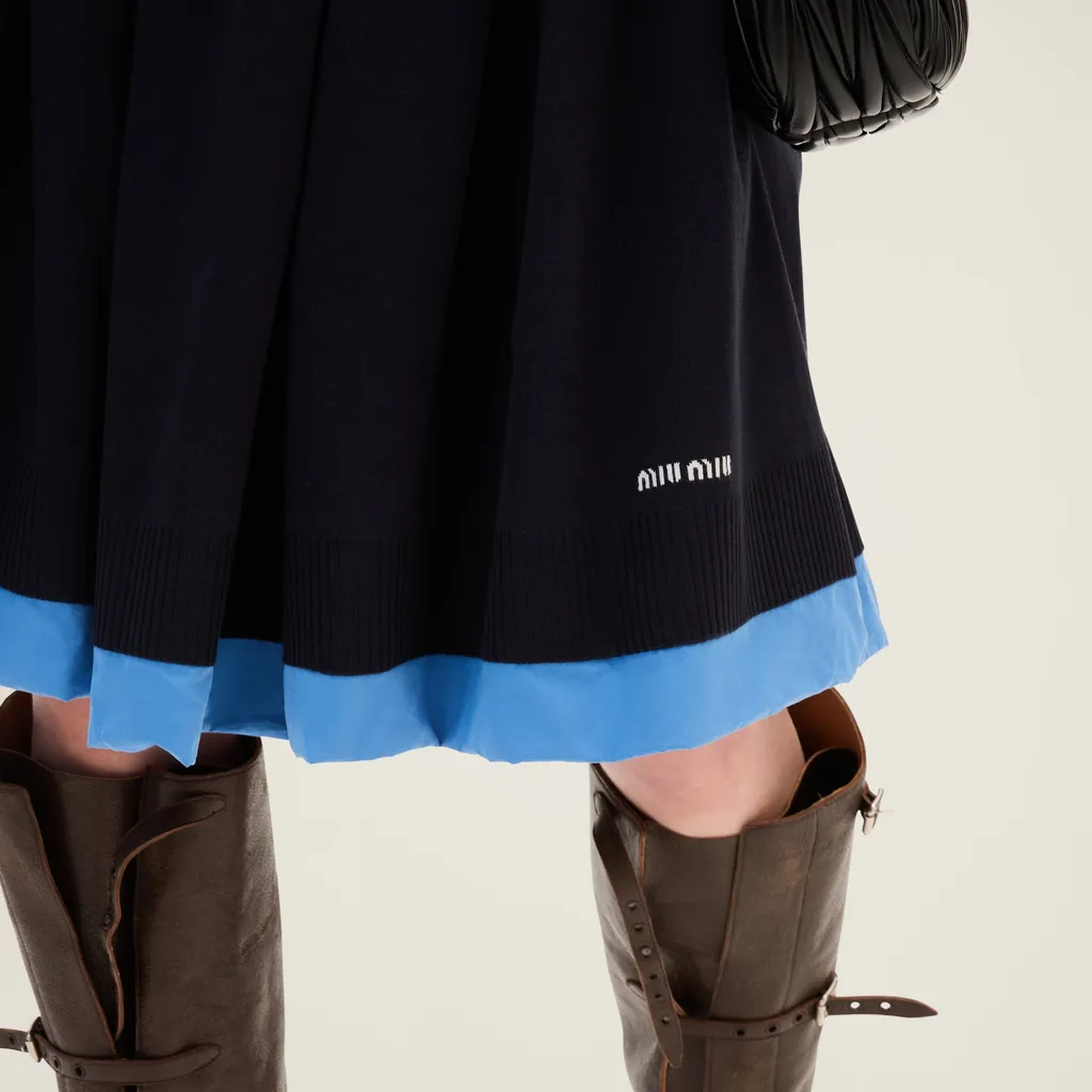 Knit And Poplin Skirt