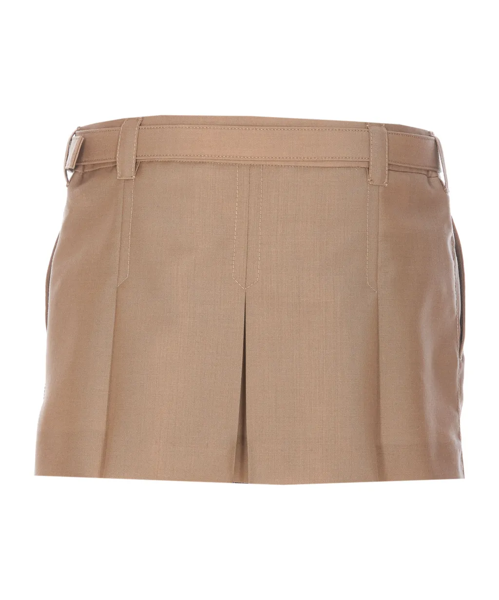 Belted Pleated Mini Skirt