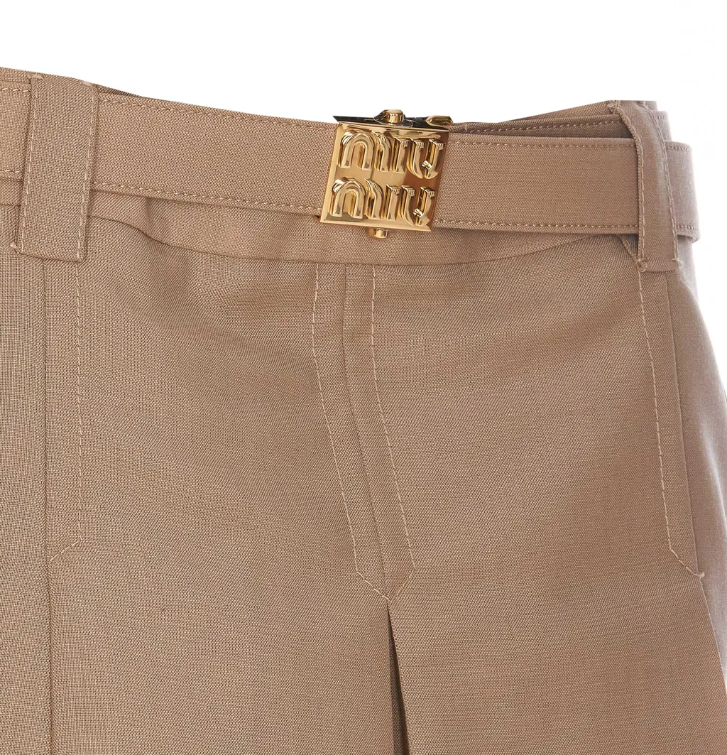 Belted Pleated Mini Skirt