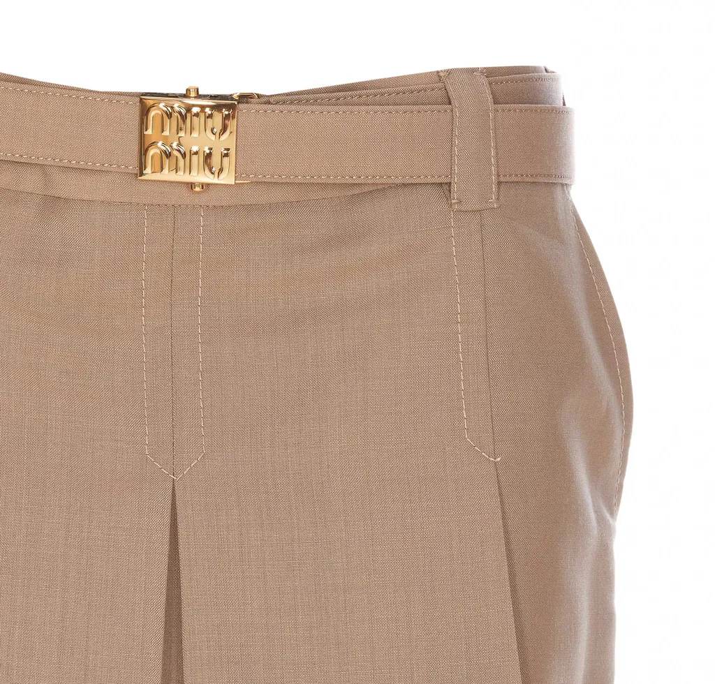 Belted Pleated Mini Skirt