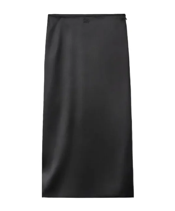 High-Waist Satin Midi Skirt