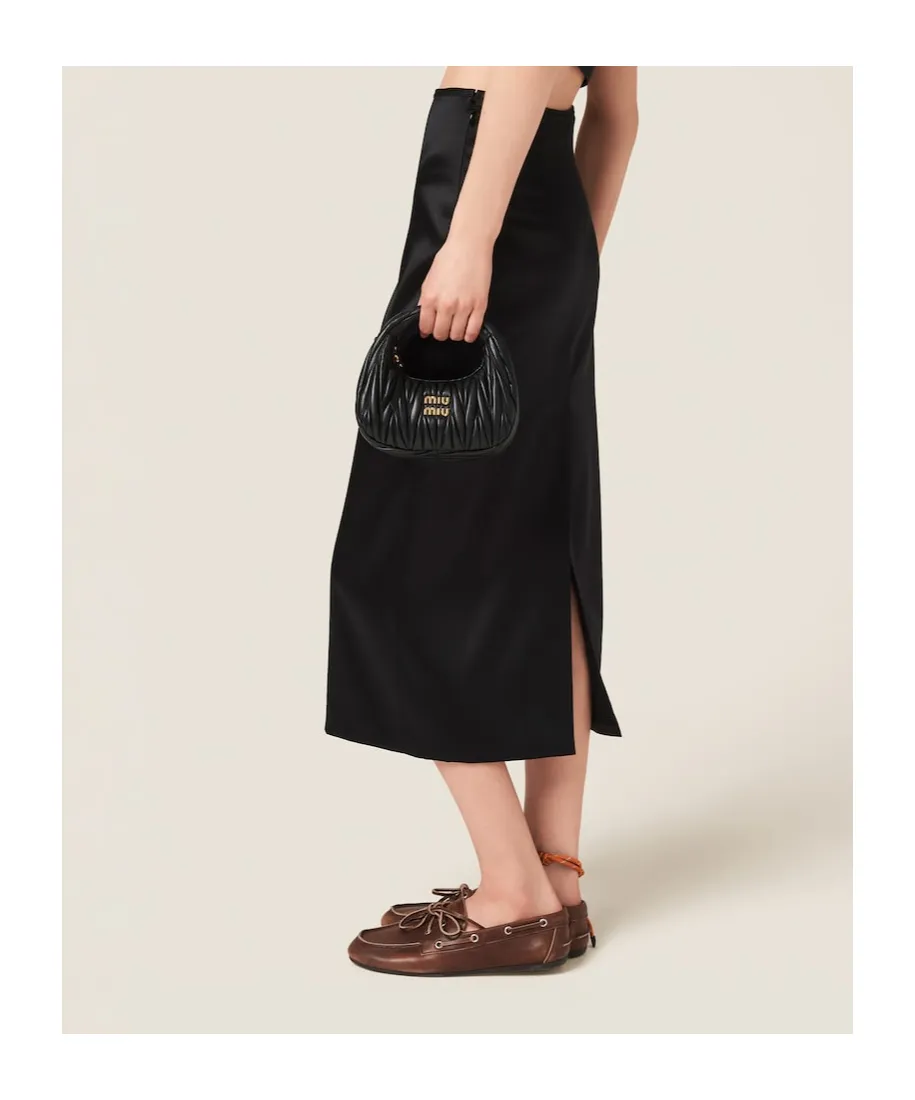 High-Waist Satin Midi Skirt