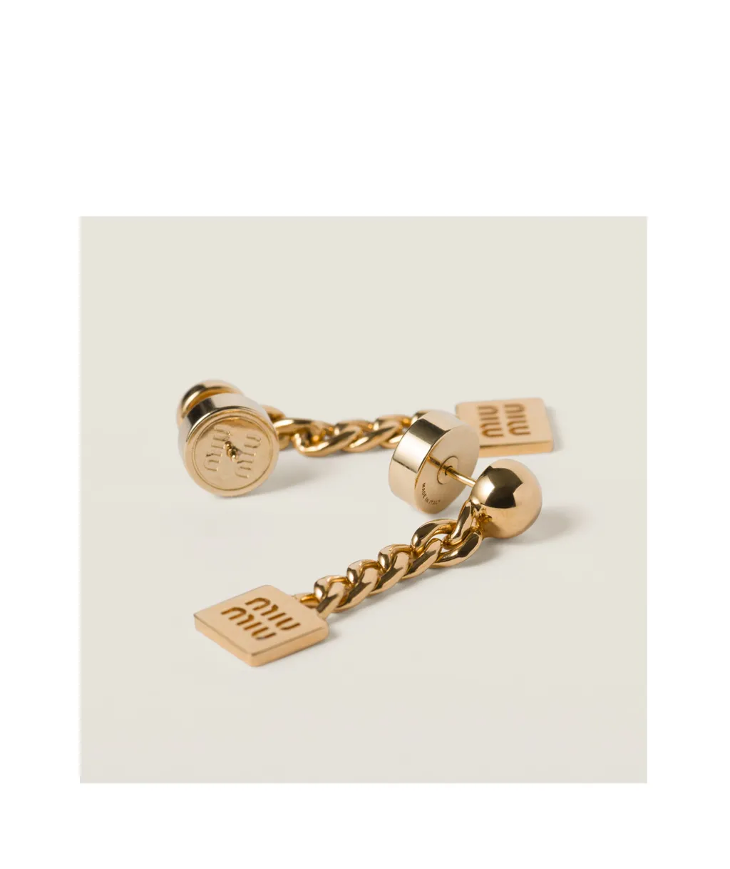 Logo-Detailed Drop Earrings
