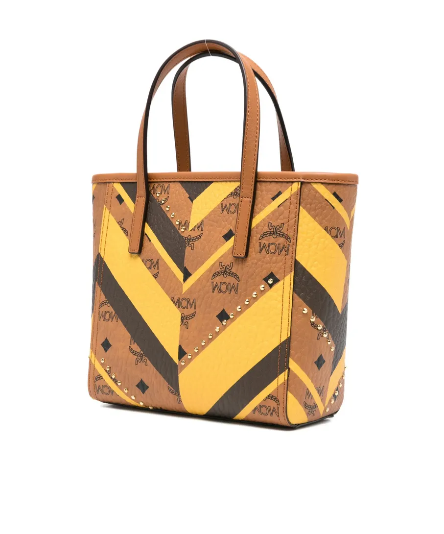 Chevron-Pattern Studded Tote Bag