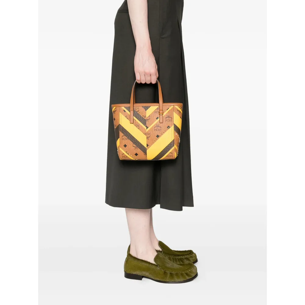 Chevron-Pattern Studded Tote Bag