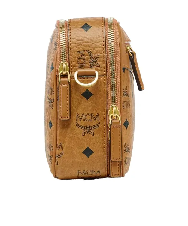 Logo-Pattern Zip Messenger Bag