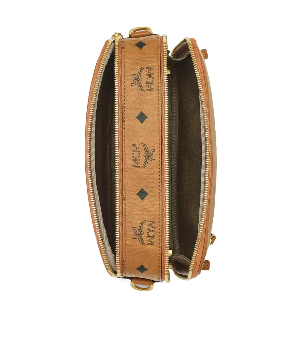 Logo-Pattern Zip Messenger Bag
