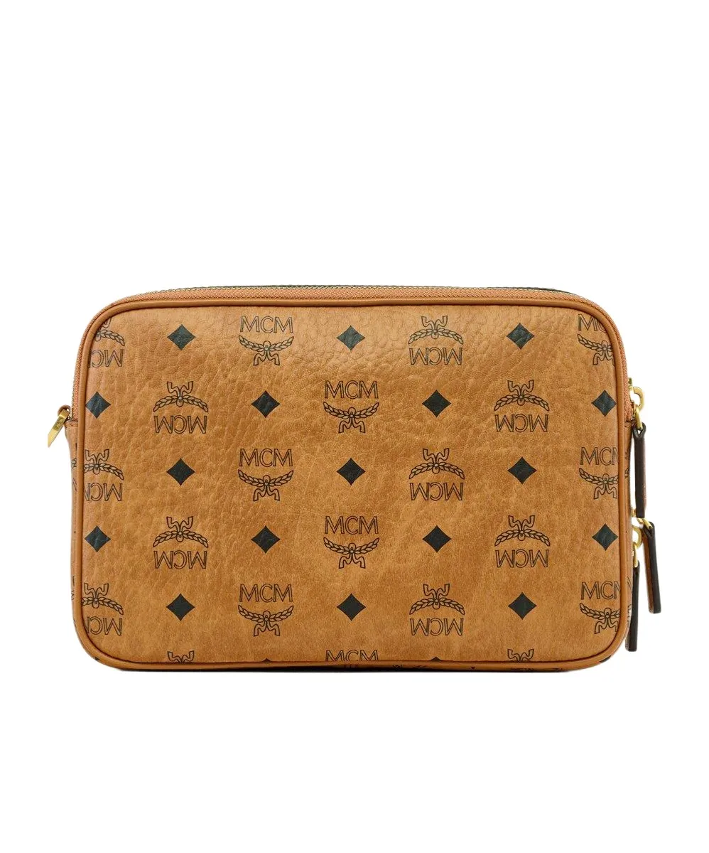 Logo-Pattern Zip Messenger Bag