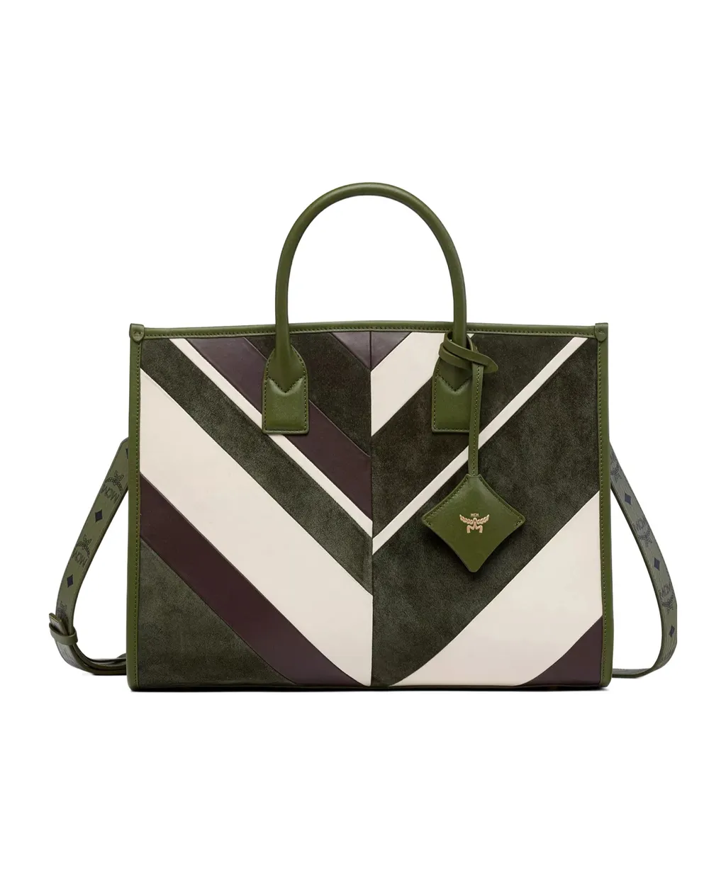 MÜNchen Tote In Mega Herringbone Suede