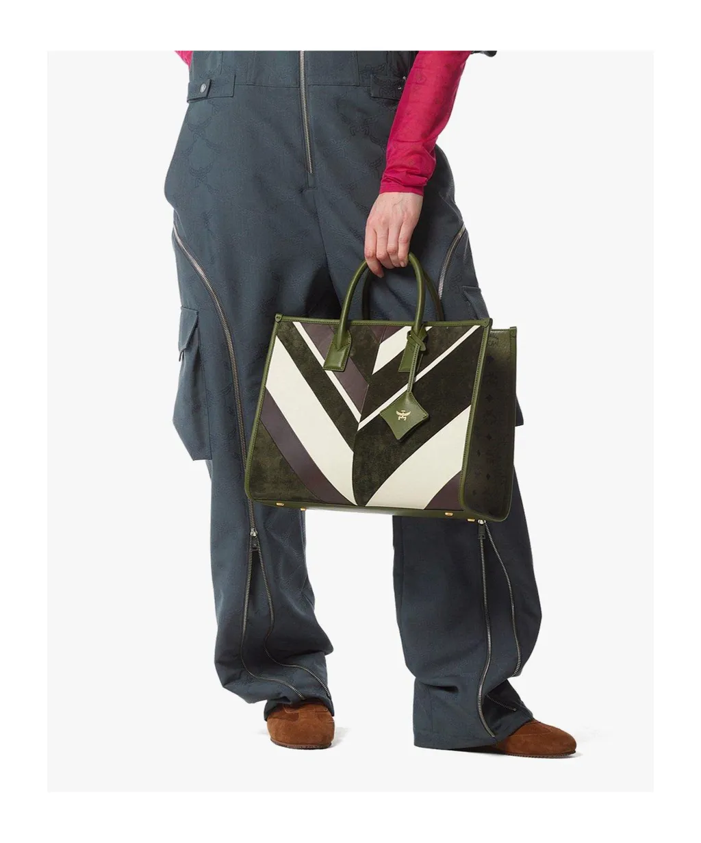 MÜNchen Tote In Mega Herringbone Suede