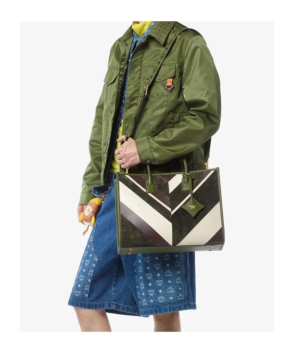 MÜNchen Tote In Mega Herringbone Suede