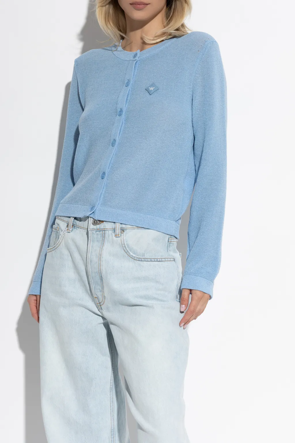 Cardigan With Logo Patch
