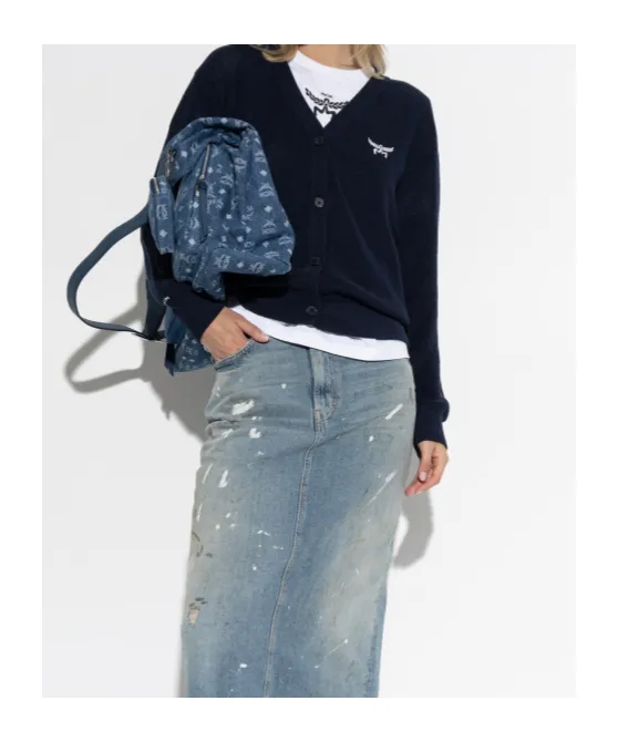Cardigan With Embroidered Logo