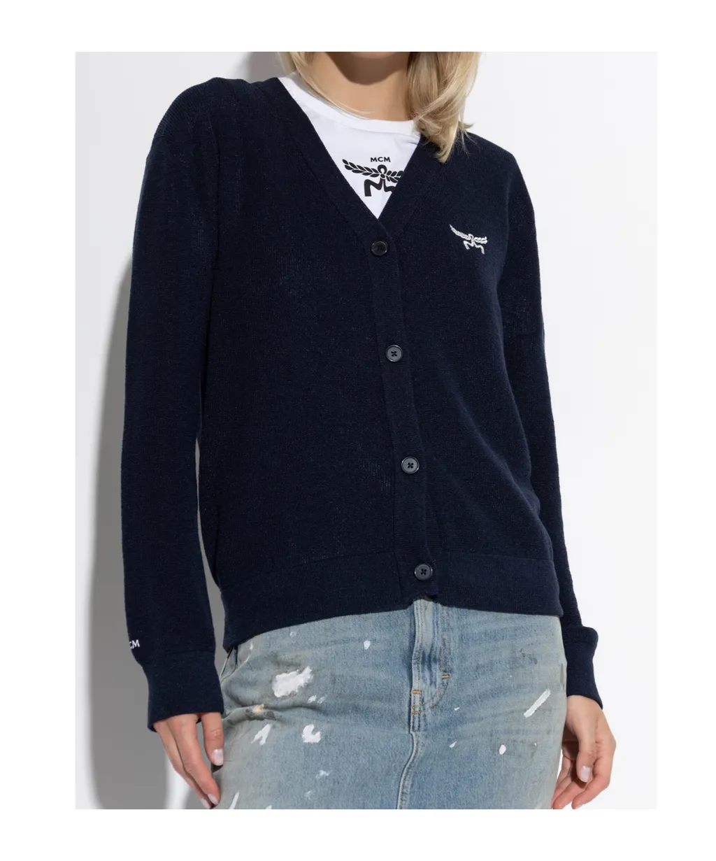 Cardigan With Embroidered Logo