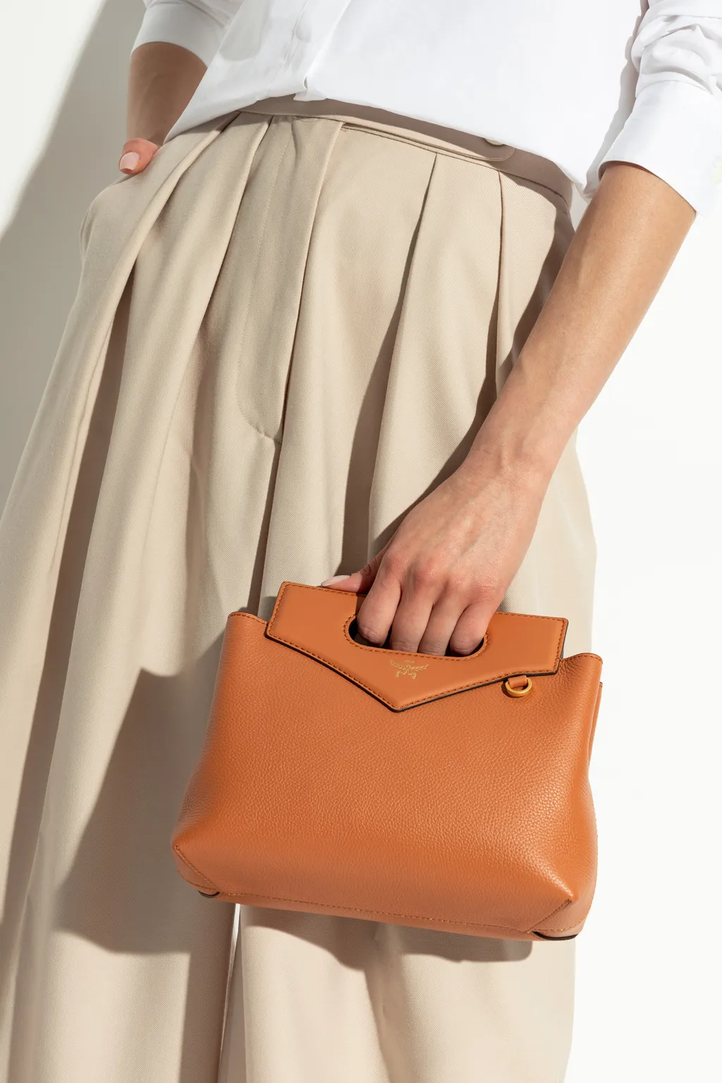 Logo Printed Strapped Shoulder Bag