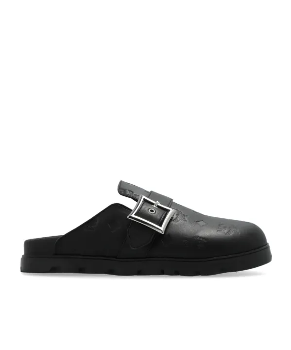 Monogram Leather Flat Mules