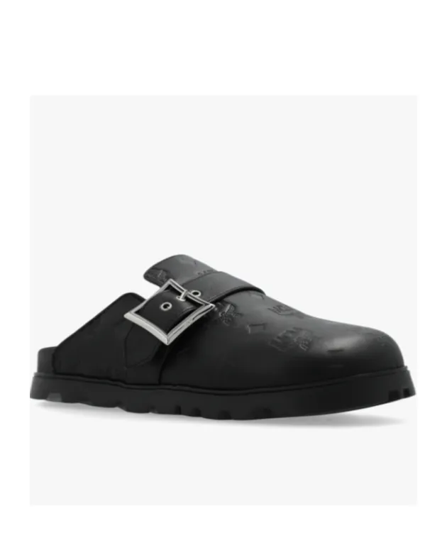 Monogram Leather Flat Mules