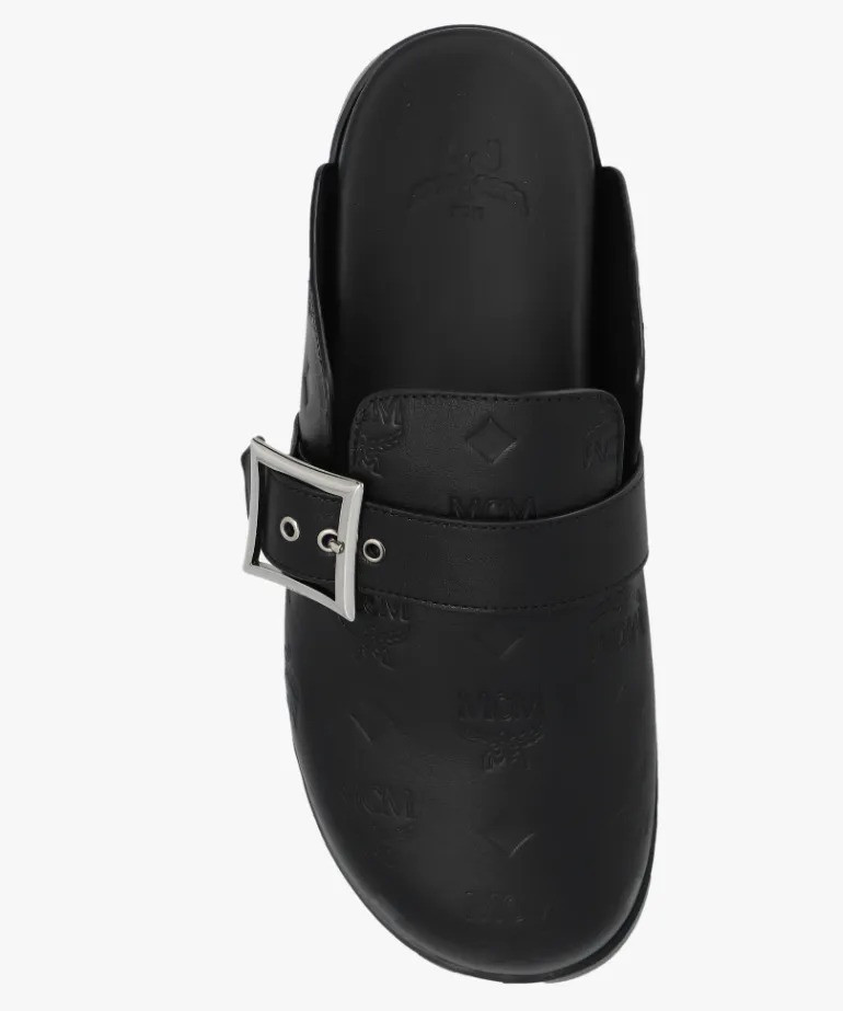 Monogram Leather Flat Mules