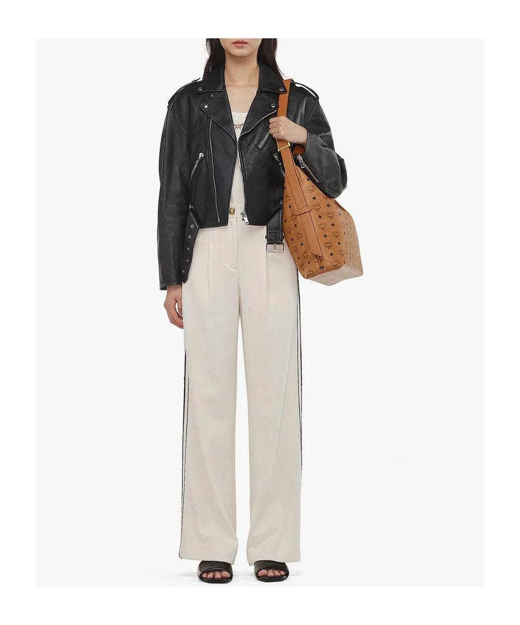 Large Aren Visetos-Printed Zipped Shoulder Bag