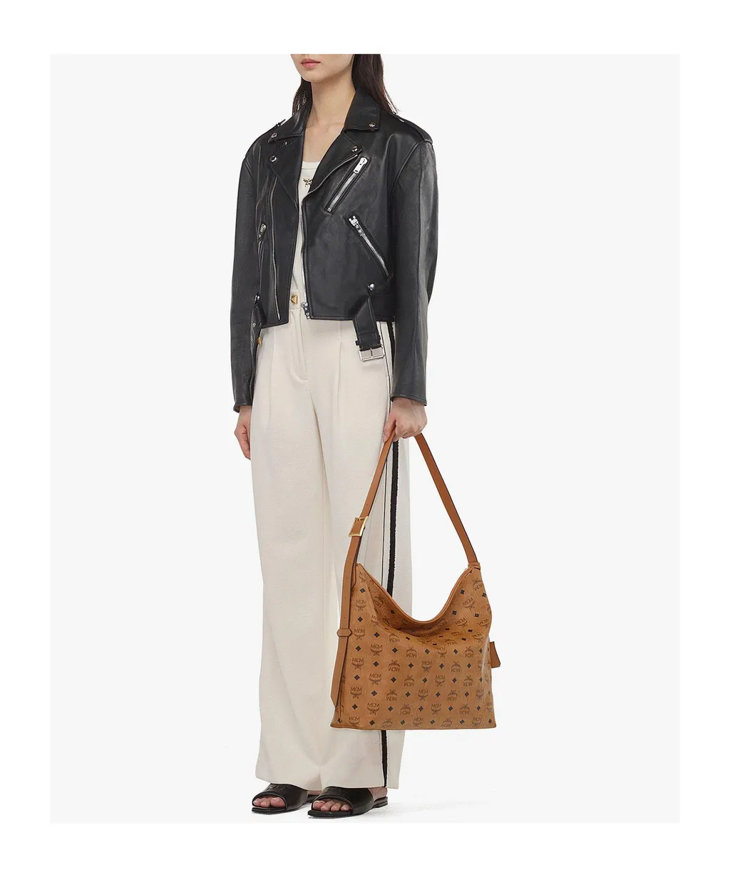 Large Aren Visetos-Printed Zipped Shoulder Bag