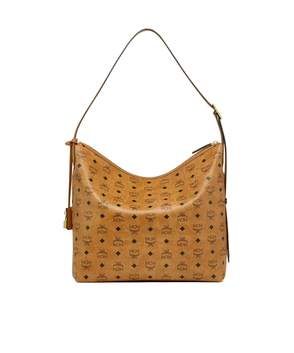 Large Aren Visetos-Printed Zipped Shoulder Bag