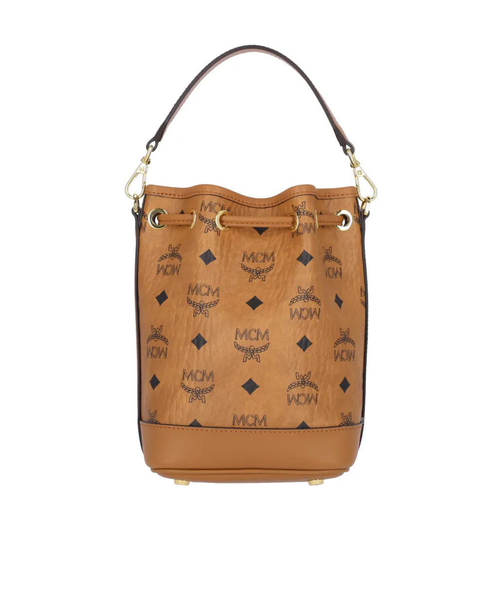 Monogram Printed Drawstring Top Handle Bag
