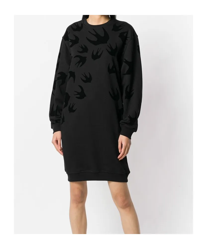 Swallow Print Sweatshirt Dress