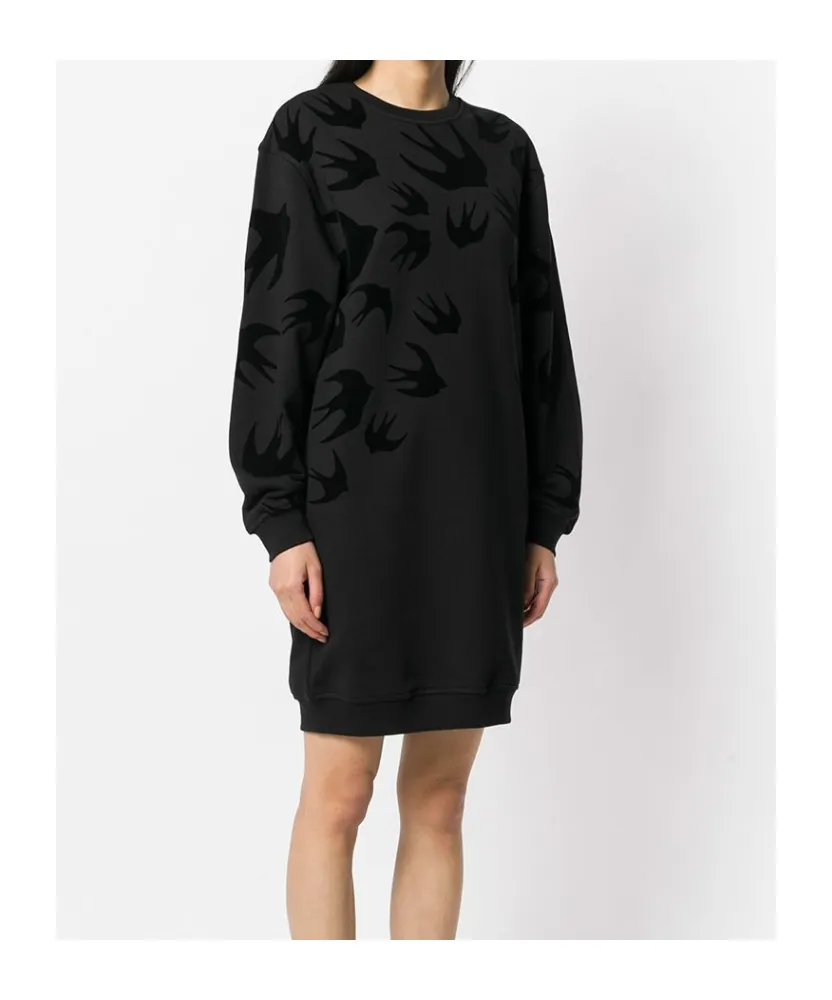 Swallow Print Sweatshirt Dress