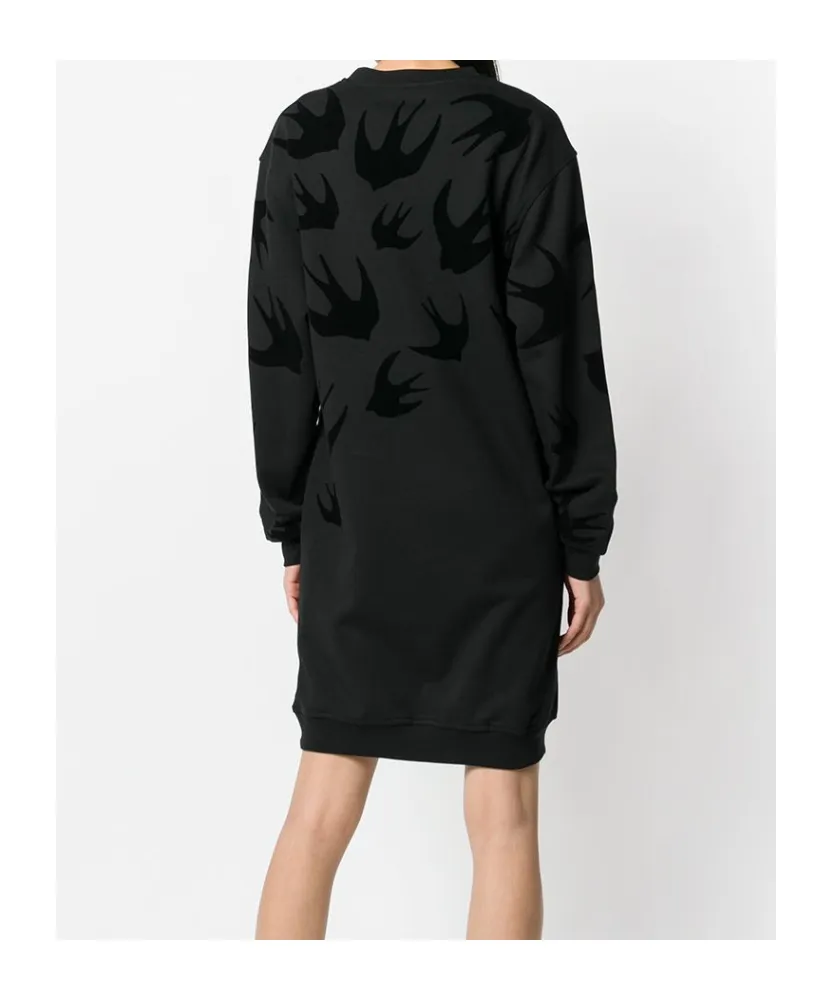 Swallow Print Sweatshirt Dress
