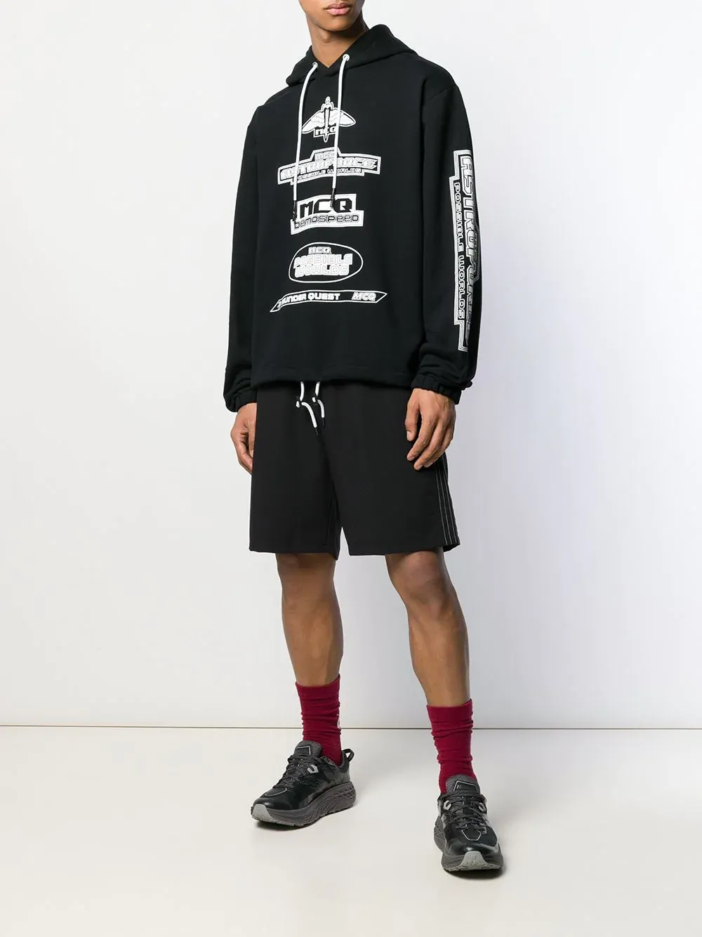 Logo Pattern Printed Hooded Sweater