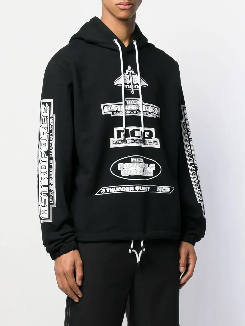 Logo Pattern Printed Hooded Sweater