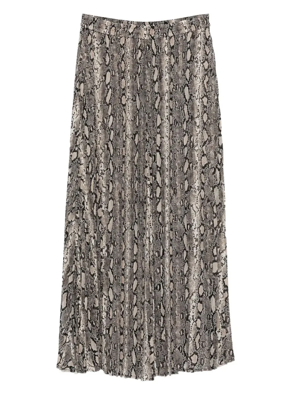 Pleated Snakeskin-Print Skirt