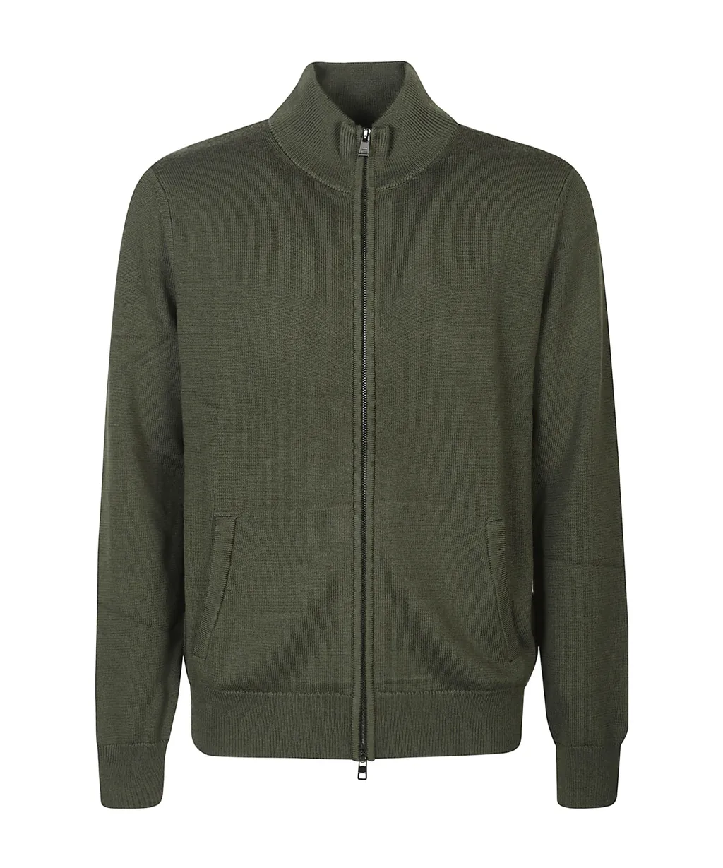 Zip-Up High Neck Cardigan