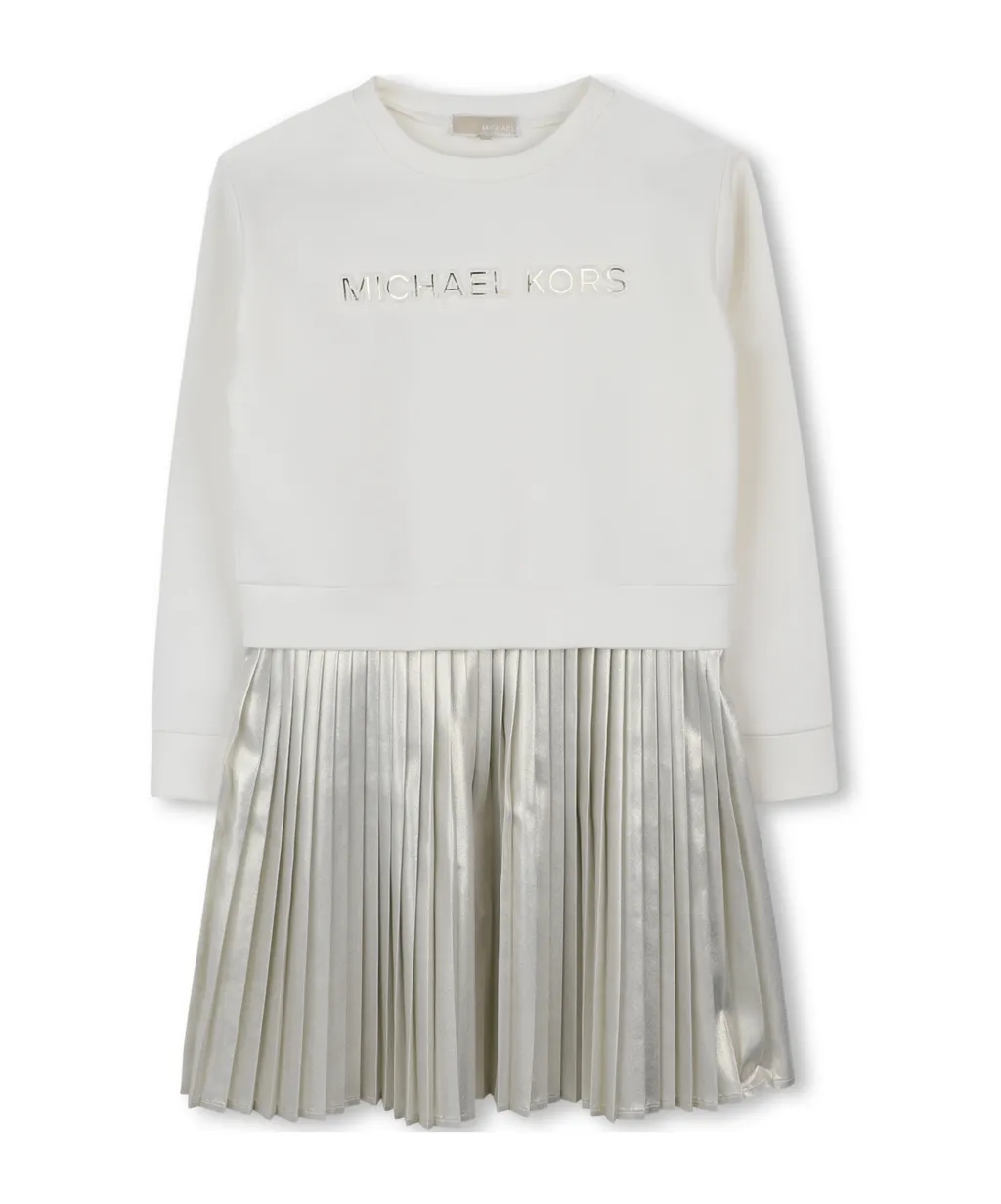 Pleated Metallic-Effect Sweatshirt Dress