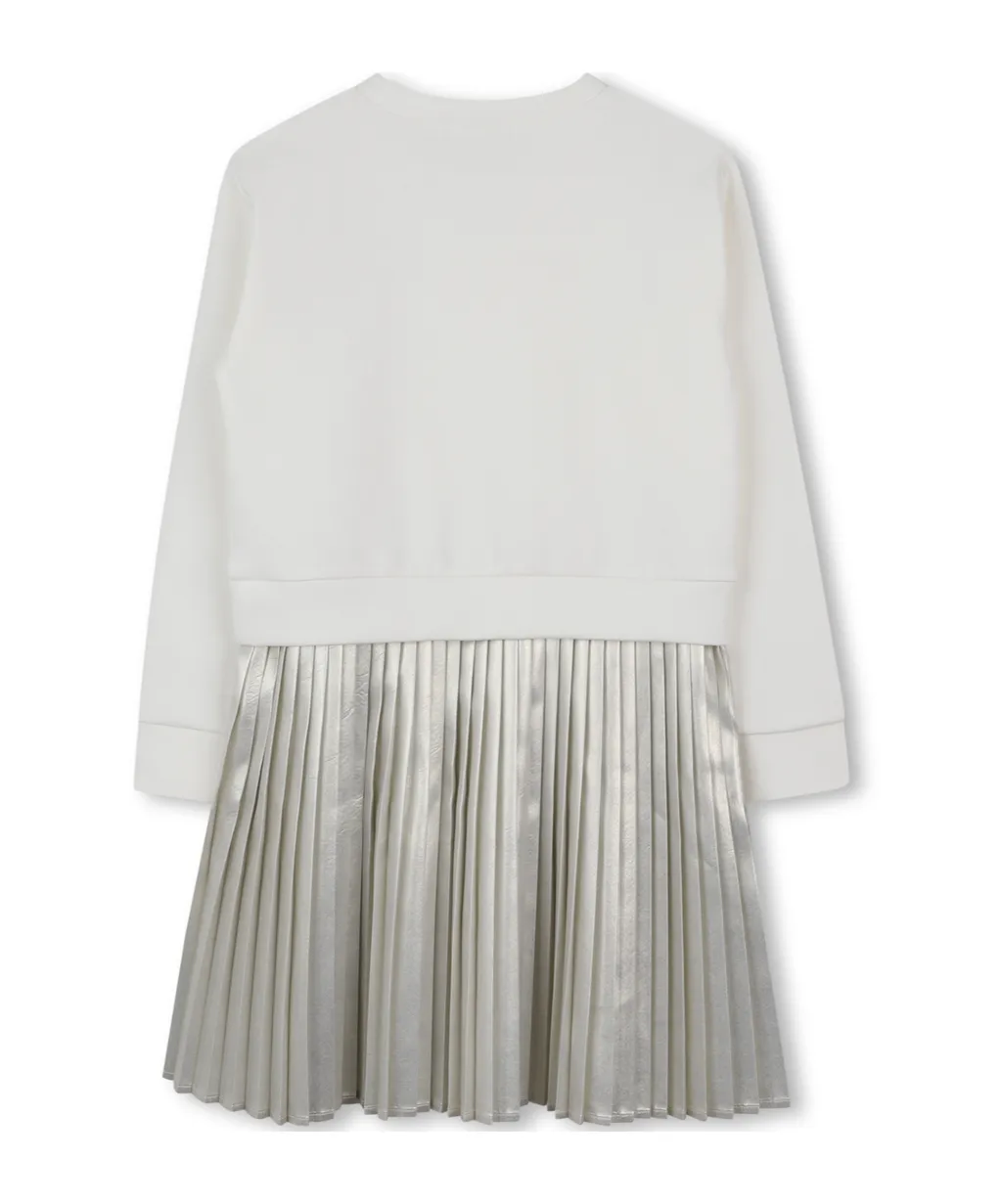 Pleated Metallic-Effect Sweatshirt Dress