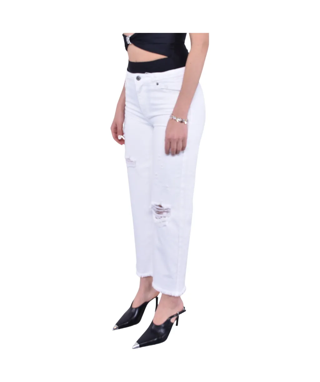 Distressed Fringed Jeans