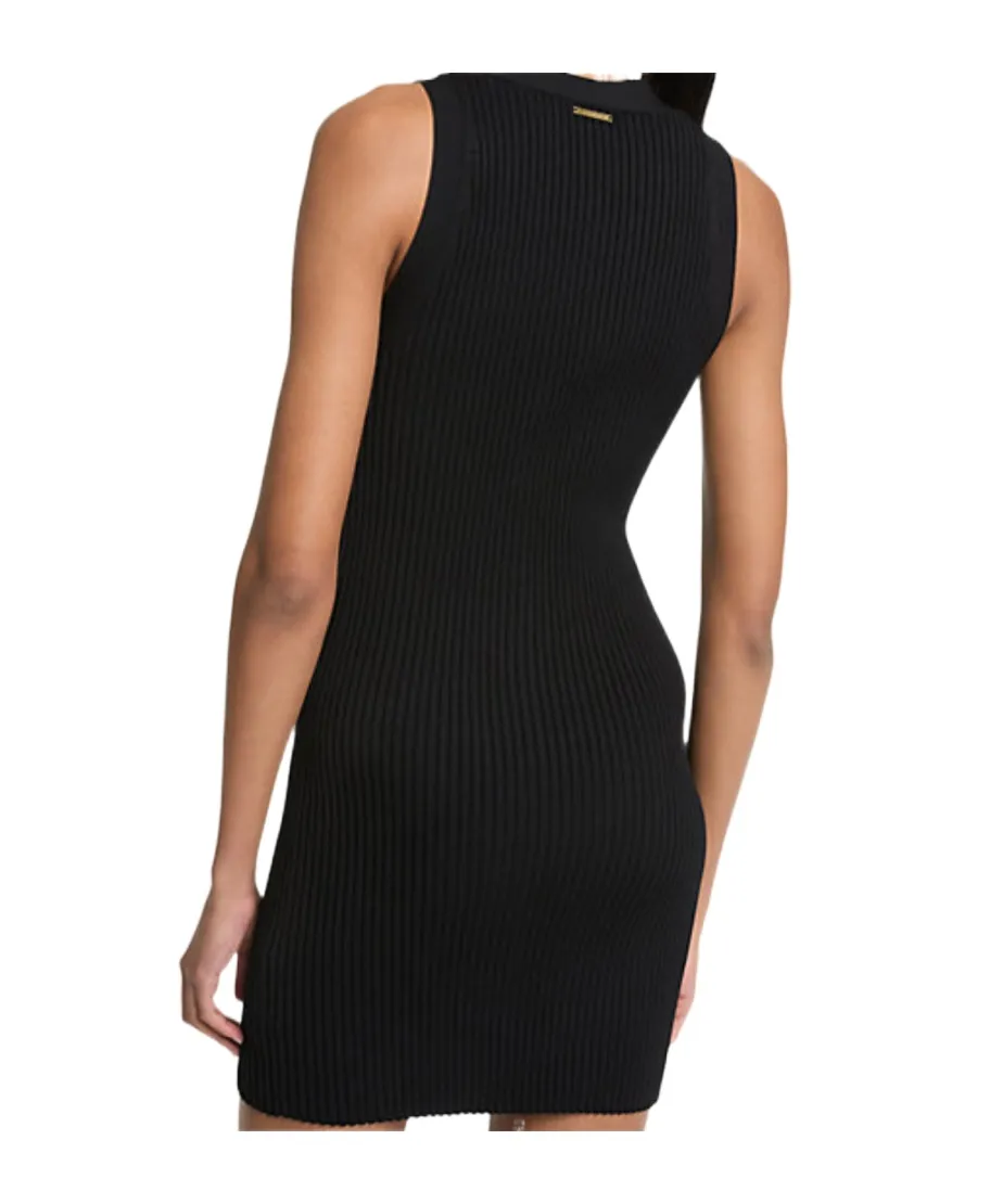 Ribbed Button-Front Mini Day Dress