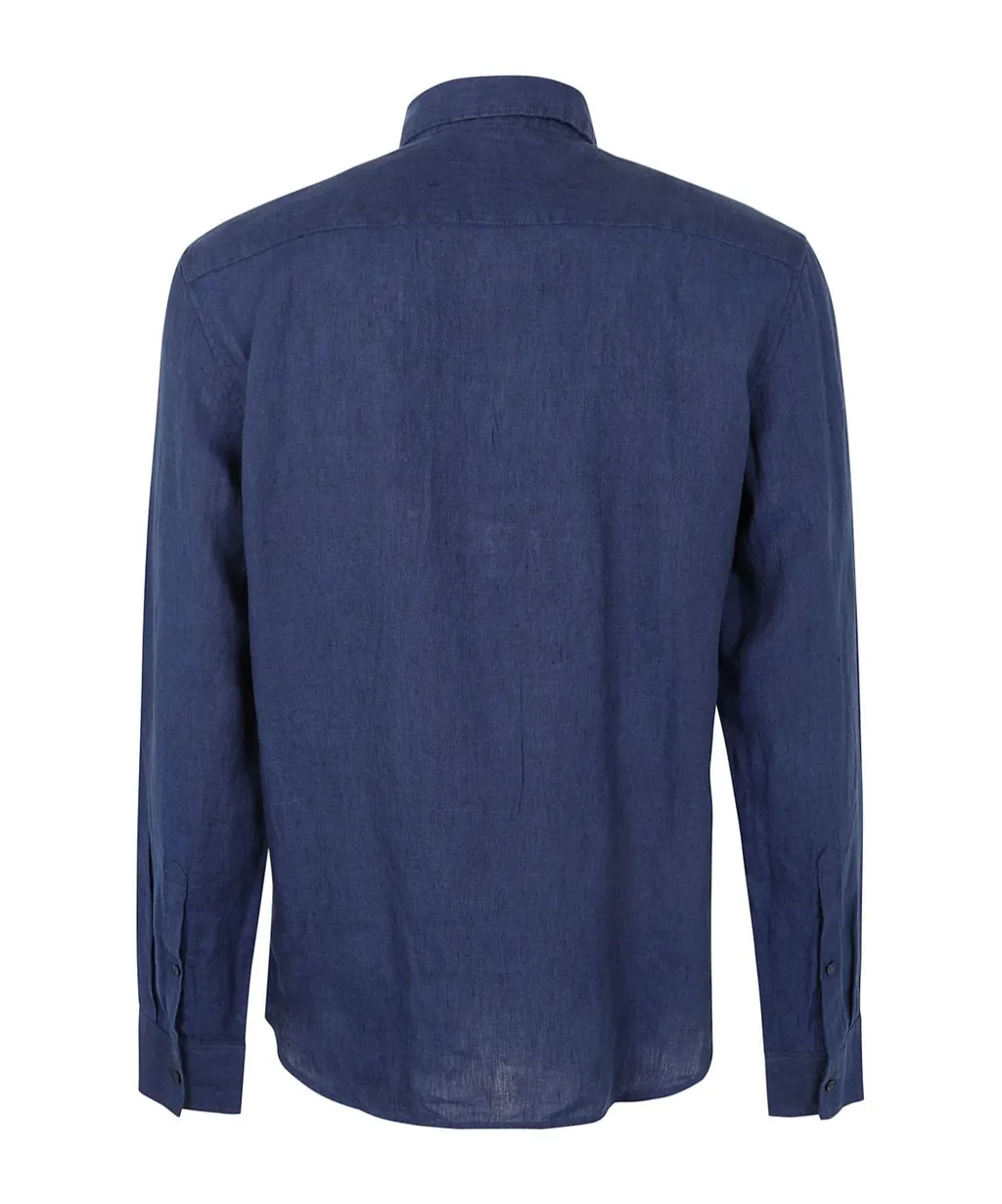 Slub-Texture Curved Hem Shirt