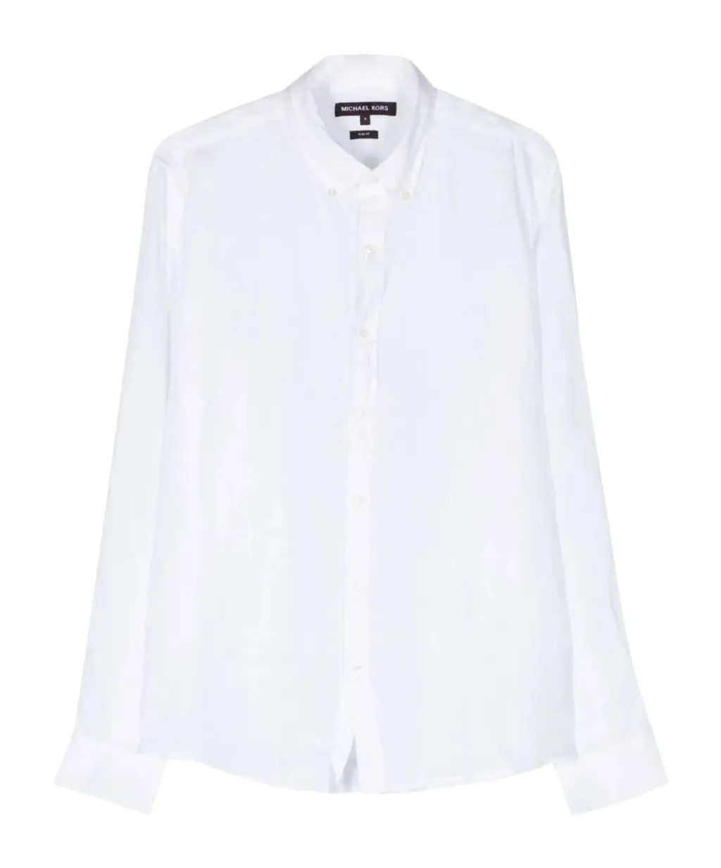 Slub-Texture Curved Hem Shirt