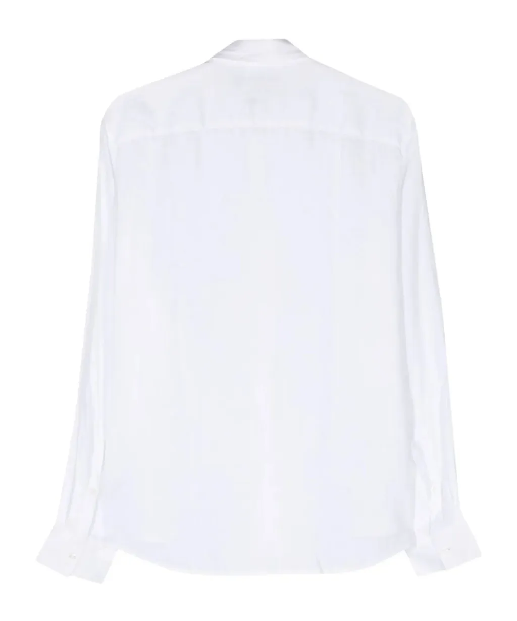 Slub-Texture Curved Hem Shirt