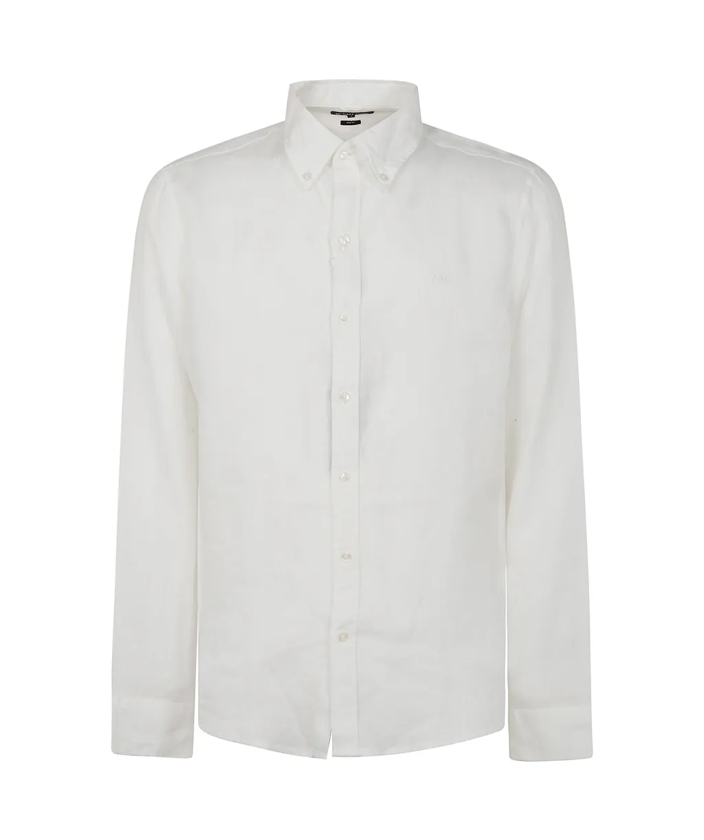 Slub-Texture Curved Hem Shirt