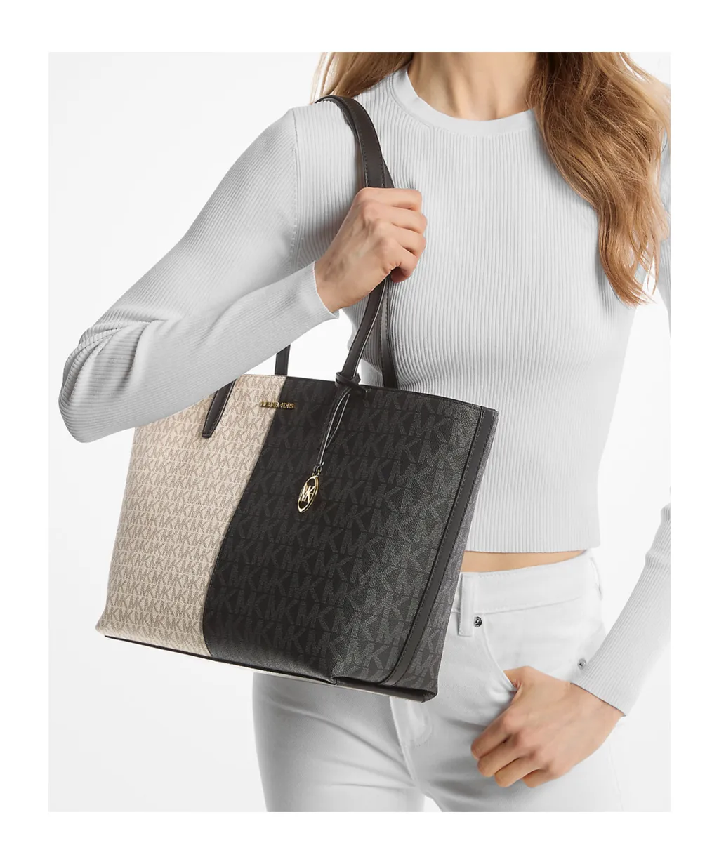 Jet Set Medium Two-Tone Logo Tote Bag