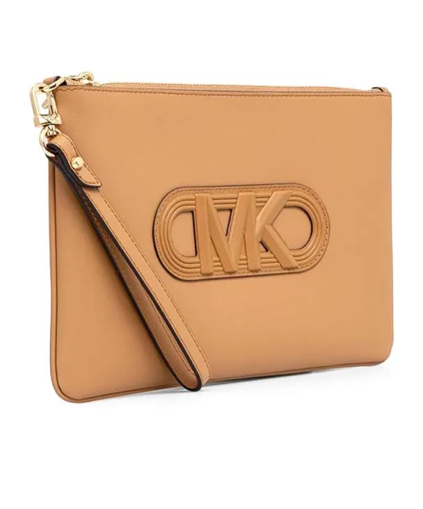 Logo-Embossed Leather Clutch