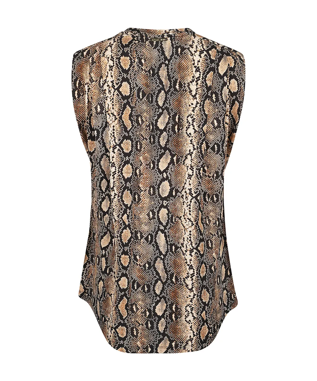 Round Collar Snake Pattern T-Shirt