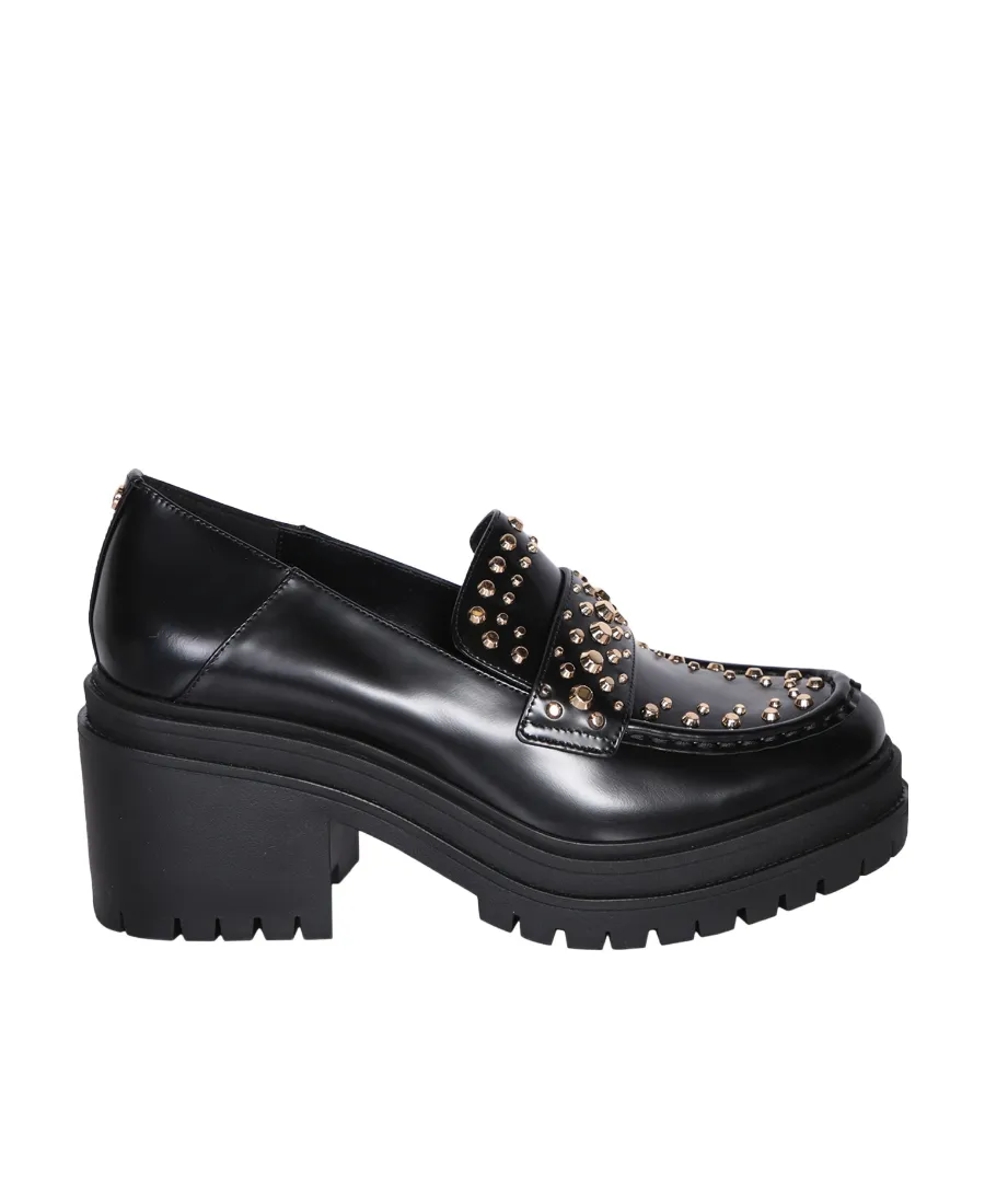 Stud-Embellished Round-Toe Loafers