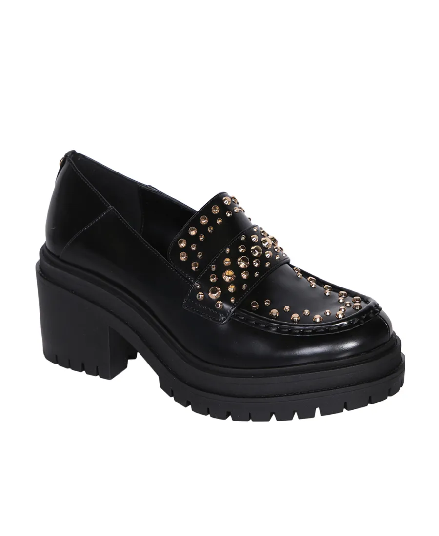 Stud-Embellished Round-Toe Loafers